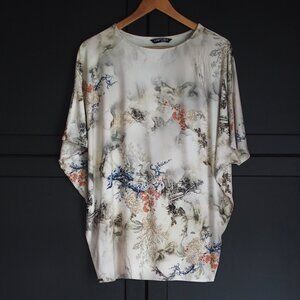 Lisette | Dolman Sleeve Floral Top w Birds
